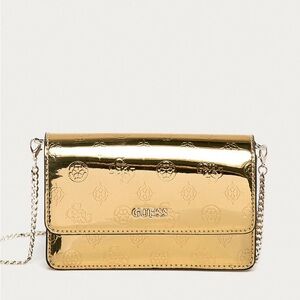 guess walk of fame gold mini crossbody bag